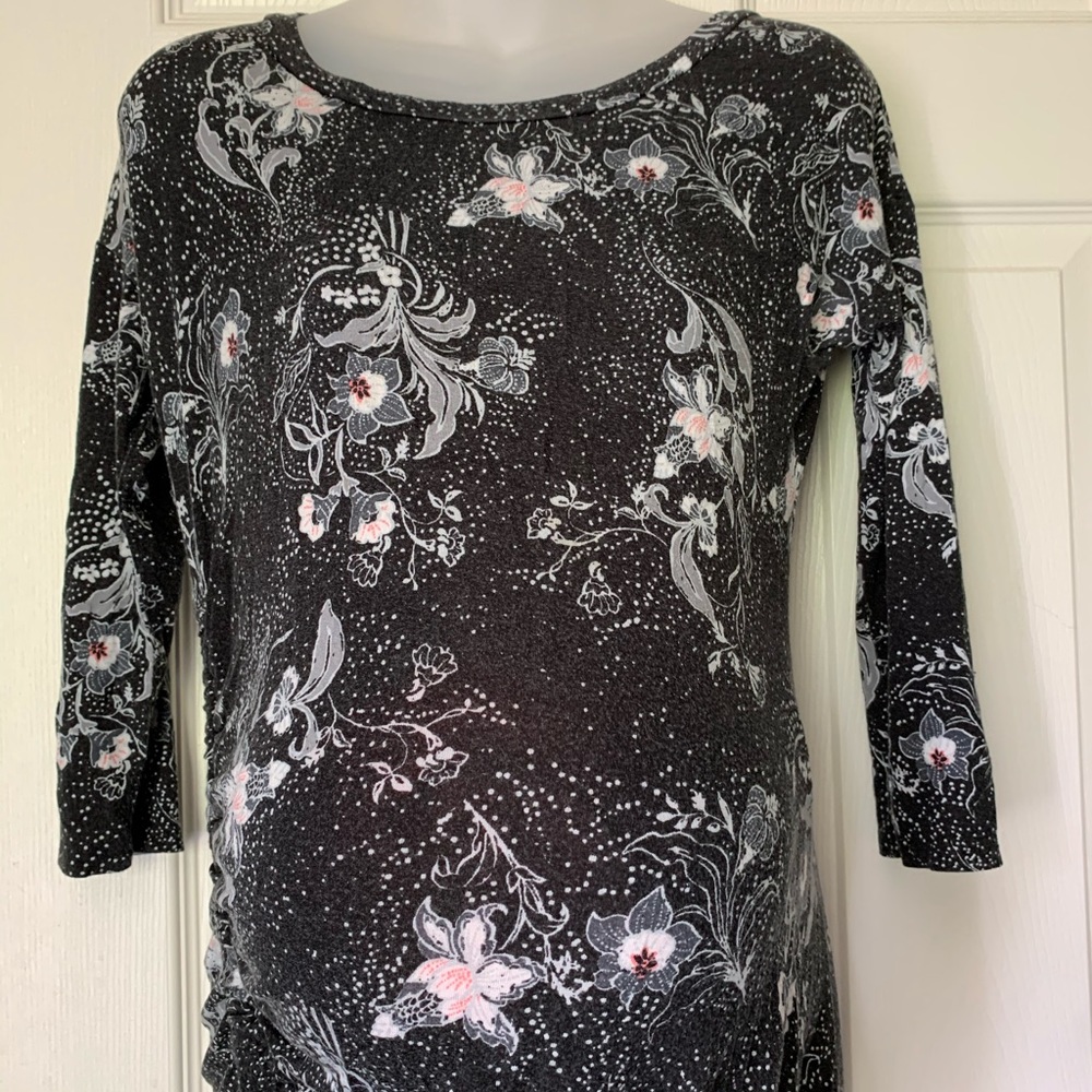 Black and floral maternity top